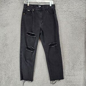 Insane Gene Jeans Womens 9 Black Stretch High Rise Distressed Straight